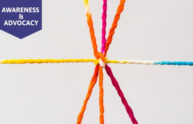 Coloured ropes tied into a knot